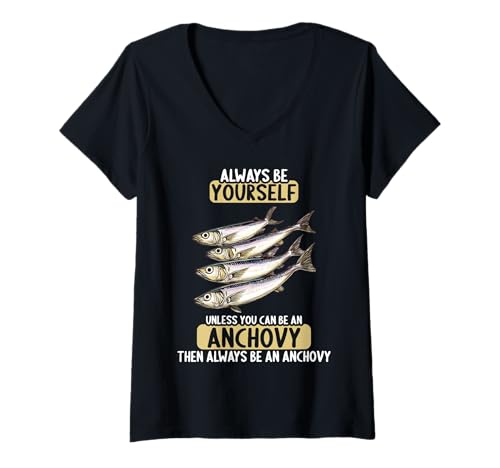 Damen Anchovies Sardelle T-Shirt mit V-Ausschnitt Damen Anchovies Sardelle T-Shirt mit V-Ausschnitt von Anchovies Sardelle Tier Shop