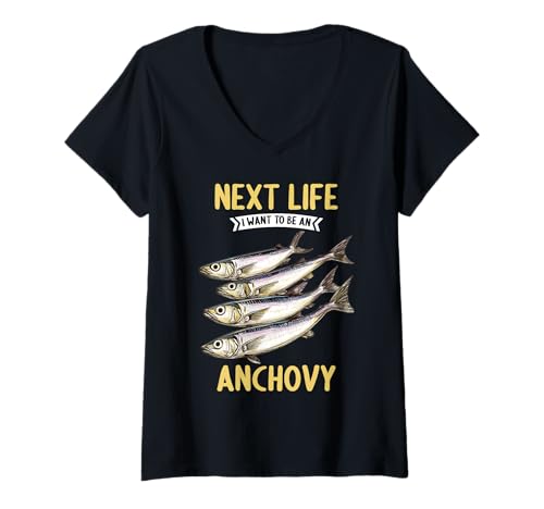 Damen Anchovies Sardelle T-Shirt mit V-Ausschnitt Damen Anchovies Sardelle T-Shirt mit V-Ausschnitt von Anchovies Sardelle Tier Shop