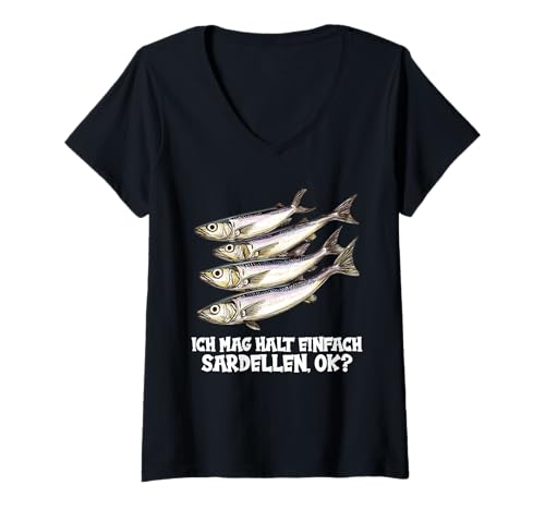 Damen Anchovies Sardelle T-Shirt mit V-Ausschnitt Damen Anchovies Sardelle T-Shirt mit V-Ausschnitt von Anchovies Sardelle Tier Shop