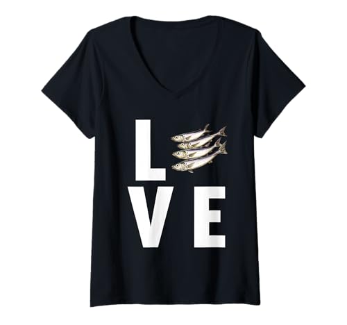 Damen Anchovies Sardelle T-Shirt mit V-Ausschnitt Damen Anchovies Sardelle T-Shirt mit V-Ausschnitt von Anchovies Sardelle Tier Shop
