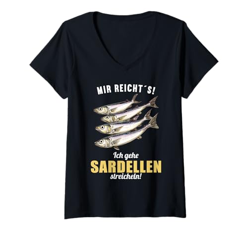 Damen Anchovies Sardelle T-Shirt mit V-Ausschnitt Damen Anchovies Sardelle T-Shirt mit V-Ausschnitt von Anchovies Sardelle Tier Shop
