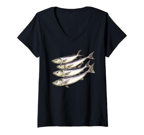 Damen Anchovies Sardelle T-Shirt mit V-Ausschnitt Damen Anchovies Sardelle T-Shirt mit V-Ausschnitt von Anchovies Sardelle Tier Shop