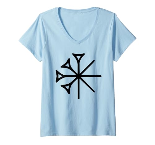 Damen Gott und Symbol Ur III Sumerische Keilschrift Anu Dingir Spirituell T-Shirt mit V-Ausschnitt Damen Gott und Symbol Ur III Sumerische Keilschrift Anu Dingir Spirituell T-Shirt mit V-Ausschnitt von Ancient Astronauts Apparel