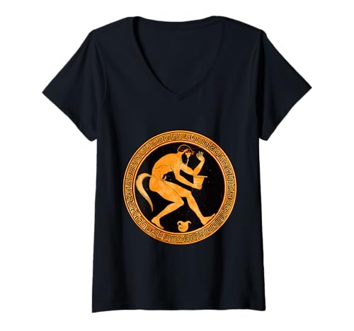 Damen Antikes griechisches Vasengemälde T-Shirt mit V-Ausschnitt von Ancient Greece