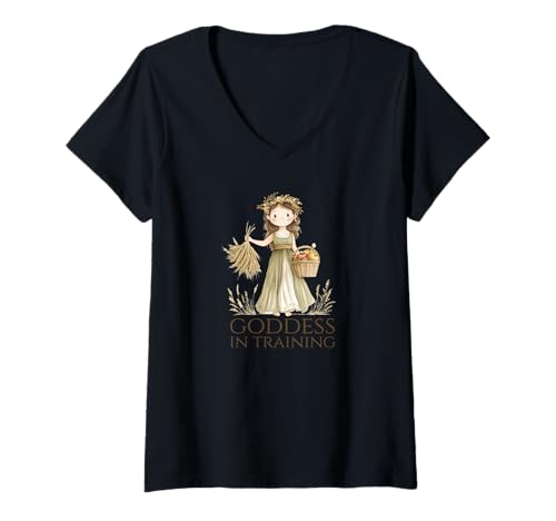 Damen Süße altgriechische Göttin im Training - Mythologie Demeter T-Shirt mit V-Ausschnitt von Ancient Greek Mythology Gifts For Kids
