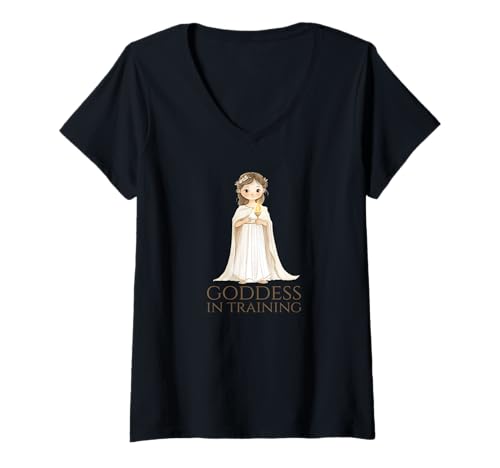 Damen Süße altgriechische Göttin im Training - Mythologie Hestia T-Shirt mit V-Ausschnitt von Ancient Greek Mythology Gifts For Kids