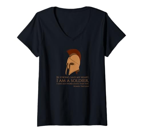 Damen Der Trojanische Krieg der Ilias — Archaisches griechisches Zitat — Motivierend T-Shirt mit V-Ausschnitt von Ancient Greek Trojan War Apparel For The Achaeans