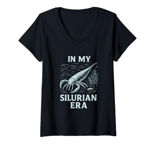 Damen In meiner silurischen Zeit ist das Fossil des Seeskorpions Eurypterid T-Shirt mit V-Ausschnitt Damen In meiner silurischen Zeit ist das Fossil des Seeskorpions Eurypterid T-Shirt mit V-Ausschnitt von Ancient Marine Predator Gift for Paleontologists