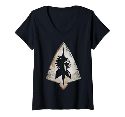 Damen Pfeilspitze Jäger Pfeilkopf Pfeilspitze Jagd T-Shirt mit V-Ausschnitt Damen Pfeilspitze Jäger Pfeilkopf Pfeilspitze Jagd T-Shirt mit V-Ausschnitt von Ancient Native American Artifacts Collection