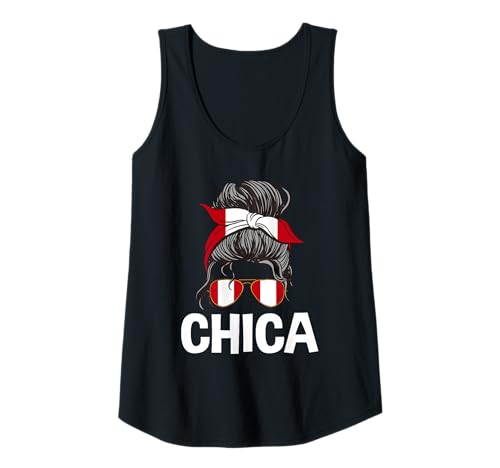 Damen Chica Peru Mädchen Unordentliche Haarknoten Frau Peru Sonnenbrille Tank Top von Ancient Peru Flag Designs Proud Peruvian Roots