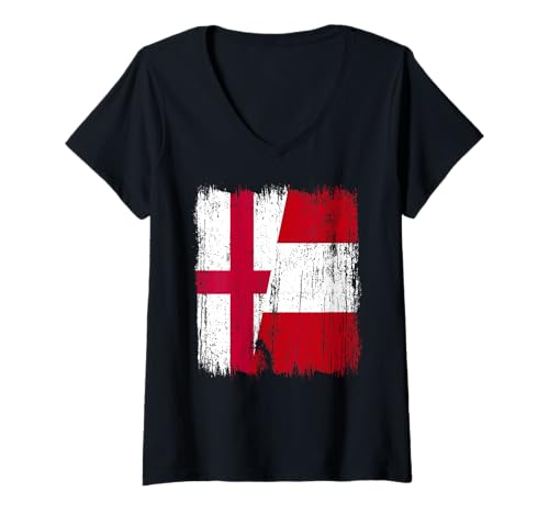Damen England Peru Halbflagge Englisch Peruanisches Erbe Trikot T-Shirt mit V-Ausschnitt von Ancient Peru Flag Designs Proud Peruvian Roots