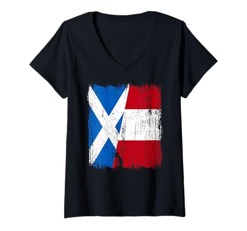 Damen Schottland Peru Halbflagge schottisches peruanisches Erbe Trikot T-Shirt mit V-Ausschnitt Damen Schottland Peru Halbflagge schottisches peruanisches Erbe Trikot T-Shirt mit V-Ausschnitt von Ancient Peru Flag Designs Proud Peruvian Roots