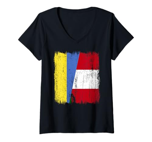 Damen Ukraine Peru Halbflagge Ukraine Peruanisches Erbe Trikot T-Shirt mit V-Ausschnitt von Ancient Peru Flag Designs Proud Peruvian Roots
