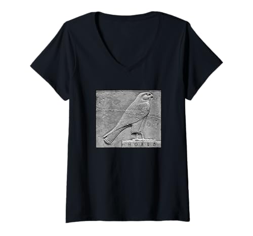 Damen Horus Falke Ägyptischer Gott Archäologie Ägyptologie Antik T-Shirt mit V-Ausschnitt Damen Horus Falke Ägyptischer Gott Archäologie Ägyptologie Antik T-Shirt mit V-Ausschnitt von Ancient Pharaoh
