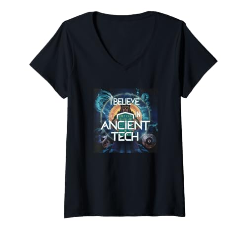 Damen Glaube an das alte Tech Sumerian T-Shirt mit V-Ausschnitt von Ancient Tech Collection