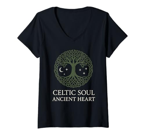 Damen Keltischer heidnischer Stolz Triskelion Baum des Lebens Erbe Magie T-Shirt mit V-Ausschnitt Damen Keltischer heidnischer Stolz Triskelion Baum des Lebens Erbe Magie T-Shirt mit V-Ausschnitt von Ancient Ways Neopagan Spiritual Paths Celtic Gift