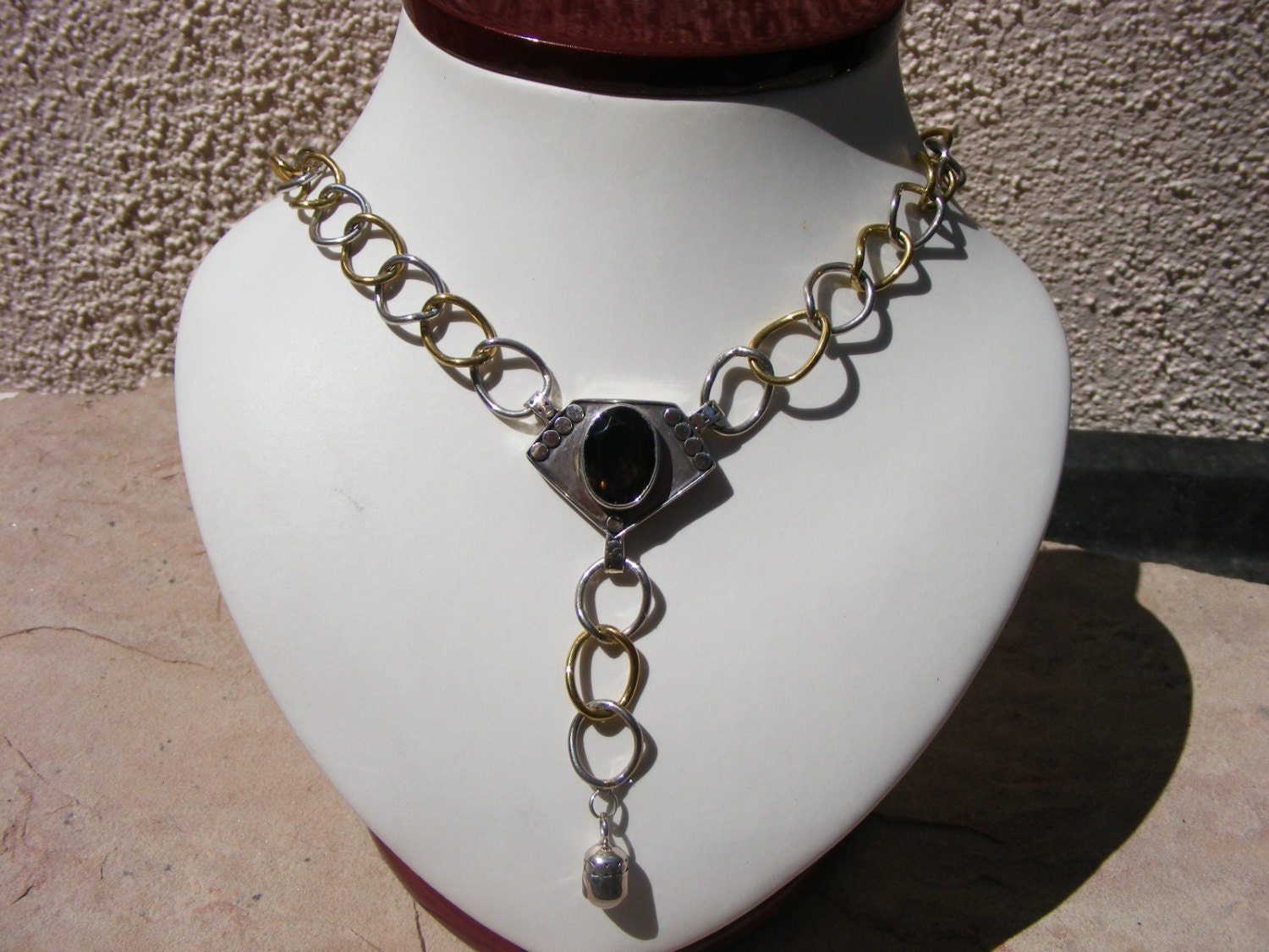 Rauchquarz Kette, Facettierter Rauchquarz, Süsswasserperle, Mit Sterling Silber, Messing, Zweifarbige Kette Rauchquarz Kette, Facettierter Rauchquarz, Süsswasserperle, Mit Sterling Silber, Messing, Zweifarbige Kette von AncientEchos
