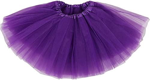 Ancokig Damen Tütü Rock Minirock 4 Lagen Petticoat Tanzkleid Dehnbaren Mini Skater Tutu Rock Erwachsene Ballettrock Tüllrock für Party Halloween Kostüme Tanzen (Violett) von Ancokig