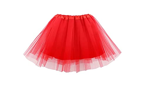 Ancokig Damen Tütü Rock Minirock 4 Lagen Petticoat Tanzkleid Dehnbaren Mini Skater Tutu Rock Erwachsene Ballettrock Tüllrock für Party Halloween Kostüme Tanzen (rot) von Ancokig