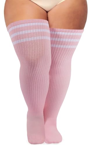 Ancrina Plus Size Oberschenkelhohe Socken für Frauen mit kräftigen Oberschenkeln. Baumwoll-Strickware, extra lang, Over-the-Knee-Beinwärmer-Stiefelsocken von Ancrina