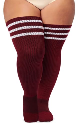 Ancrina Plus Size Oberschenkelhohe Socken für Frauen mit kräftigen Oberschenkeln. Baumwoll-Strickware, extra lang, Over-the-Knee-Beinwärmer-Stiefelsocken von Ancrina