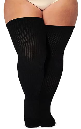 Ancrina Plus Size Oberschenkelhohe Socken für Frauen mit kräftigen Oberschenkeln. Baumwoll-Strickware, extra lang, Over-the-Knee-Beinwärmer-Stiefelsocken von Ancrina