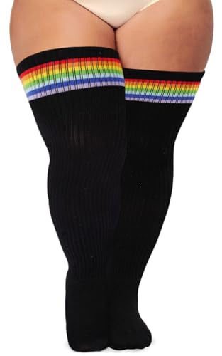 Ancrina Plus Size Oberschenkelhohe Socken für Frauen mit kräftigen Oberschenkeln. Baumwoll-Strickware, extra lang, Over-the-Knee-Beinwärmer-Stiefelsocken von Ancrina