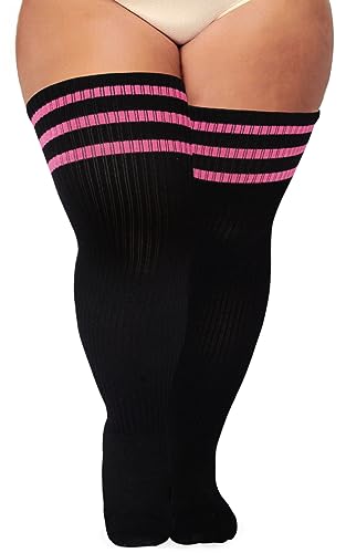 Ancrina Plus Size Oberschenkelhohe Socken für Frauen mit kräftigen Oberschenkeln. Baumwoll-Strickware, extra lang, Over-the-Knee-Beinwärmer-Stiefelsocken von Ancrina