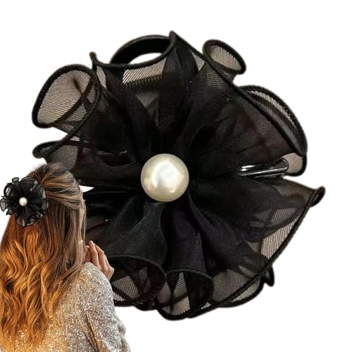 Ancsttu Blumen-Haarklammer, Blumen-Haarspange,Acryl Mesh Blumen Haarspange | Pferdeschwanz-Haarhalter, Haar-Styling-Zubehör, Damen-Haarspangen für dünnes oder dickes Haar von Ancsttu