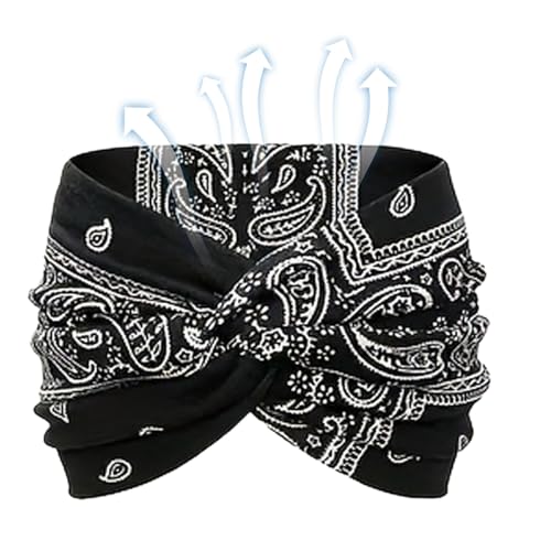 Ancsttu Boho Haarbänder Für Damen - Gedrehtes Turban Design Haarband,Atmungsaktives Blumenmuster Kopfband Für Freizeitmode Radfahren Fitness Yoga von Ancsttu