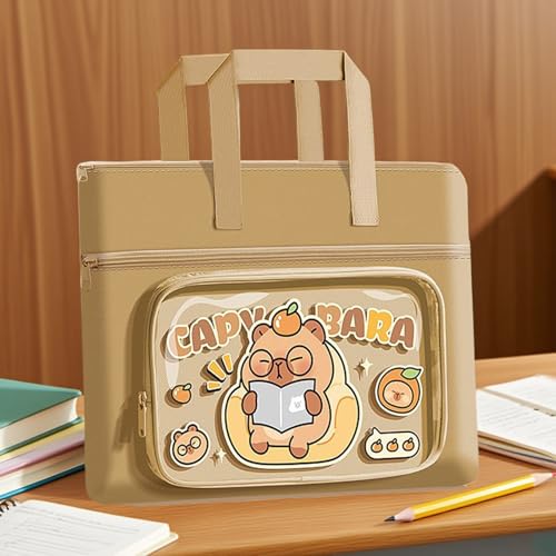 Ancsttu Büchertasche Tragetasche - Lustige Tiermuster Aktenmappe - Tragbar Reißverschluss Wasserdicht Tasche Für Bücher Dokumente Notizblock Reise Mädchen Schule Teenager von Ancsttu