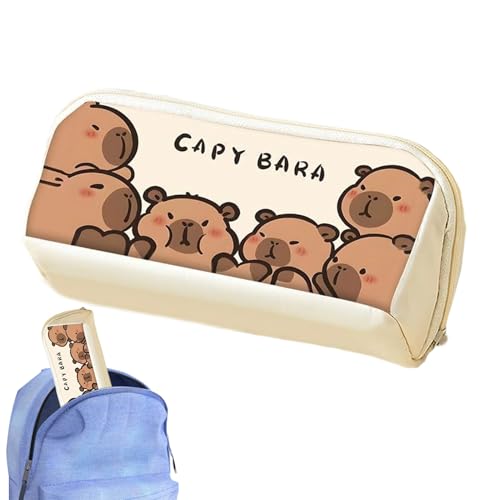 Ancsttu Cartoon Capybara Federmäppchen, Federtasche Mit Mehreren Fächern, Doppelfach Organizer Für Schulbedarf Arbeitsplatz Unterwegs Täglicher Pendelverkehr Schreibtisch Rucksack von Ancsttu
