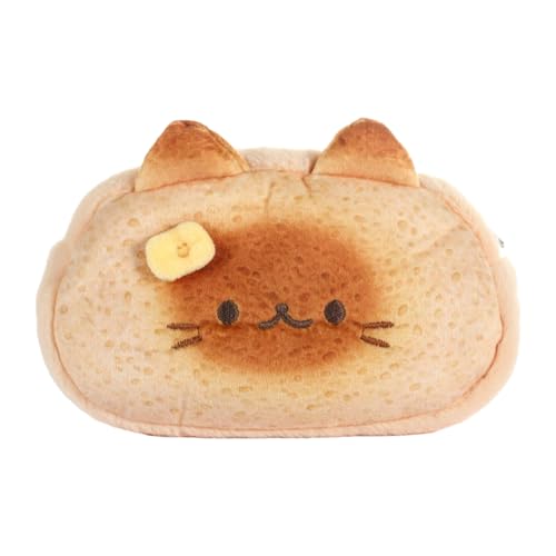 Ancsttu Federmäppchen Katze, Plüsch Federmäppche Katze Mit Toastdesign Niedlich Mäppchen Cartoon Kosmetiktasche Für Teenager Schüler Jungens Mädchen, 19x13cm von Ancsttu