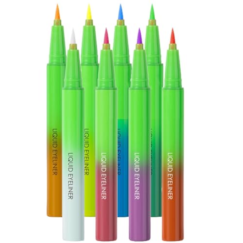 Ancsttu Flüssige Eyeliner, farbenfrohe Neonyeliner Bleistift,8x mattfarbene Neonyeliner - Langlebige wasserdichte, schmudgedichte helle Farben Augen Make-up für Frauen von Ancsttu