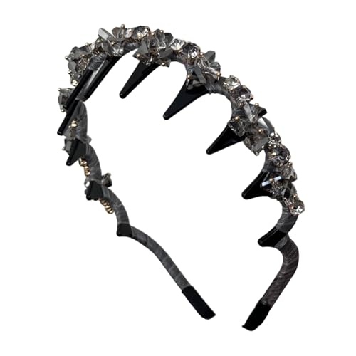 Ancsttu Geflochtenes Haarband | Elegante Strasssteine Kopfband Mit Anti-Rutsch-Zinken | Rutschfester Haarreif Für Damen Sommer Alltag Sport Reise Freizeit Party von Ancsttu