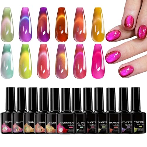 Ancsttu Gel Nagellack - Katzenaugen-Nagellack Für Damen - 12 Stück Nageldesign Zubehör für Frauen Mädchen Haushalt Salon Reise Hochzeitsfeier von Ancsttu