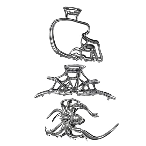 Ancsttu Gothische Haarklammer,Gotische Metall-Klauen-Spange - 3 Teile Halloween Totenkopf Spinne Haarklammer Für Frauen Und Mädchen Bühnenperformance Cosplay Für Zuhause Und Schule von Ancsttu