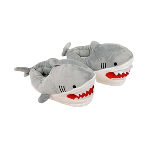 Ancsttu Hai Hausschuhe - Weiche Bequeme Baumwolle Plüsch Tier Hausschuhe Für Herren Damen Winter Indoor Outdoor, Grau, Large Ancsttu Hai Hausschuhe - Weiche Bequeme Baumwolle Plüsch Tier Hausschuhe Für Herren Damen Winter Indoor Outdoor, Grau, Large von Ancsttu