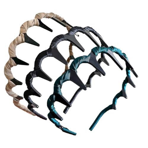 Ancsttu Hoher Kragen Haarband, Vintage High Cranium Haarband Mit Gezahnten Und Rutschfesten Zähnen, 3-teiliges Damen Accessoire Kopfschmuck für Alltag Freizeit von Ancsttu