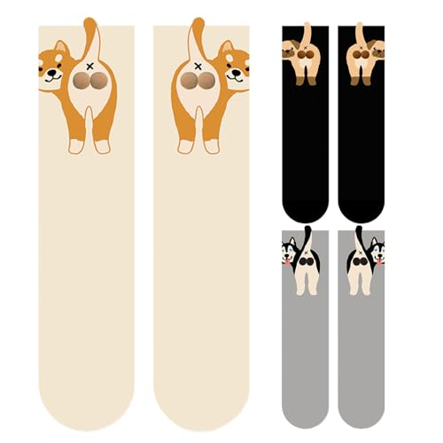 Ancsttu Hunde Socken Mit Bällen, 3 Paar Lustige Hundesocken Bequem Damen Socken Niedlicher Tiersocken Für Damen Frauen Mädchen Freunde Paar Mutter Teens von Ancsttu
