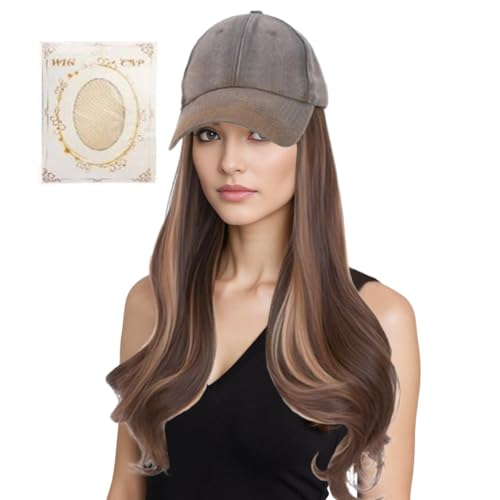 Ancsttu Hut Perücke - Baseballcap Mit Angefügtem Haar | Trendiges Haarteil Modeaccessoire Für Reisen Dates Outdoor-Aktivitäten Einkaufen Urlaub Alltag von Ancsttu