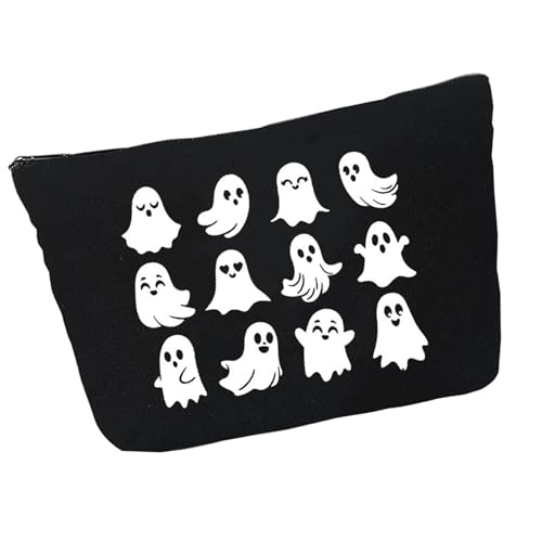 Ancsttu Kosmetik Makeup Tasche | Halloween Geisterdruck Schminkbeutel | Tragbarer Niedlicher Leinenbeutel Für Frauen Reisen Camping von Ancsttu