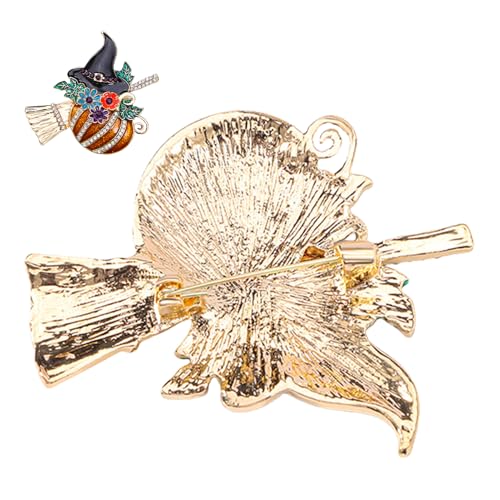 Ancsttu Kürbis Emaille Pin,Halloween Brosche Pin, Halloween Kürbis, Strass-Legierungs-Brosche Für Frauen, Schwarzer Zaubererhut Für Frauen Und Mädchen von Ancsttu