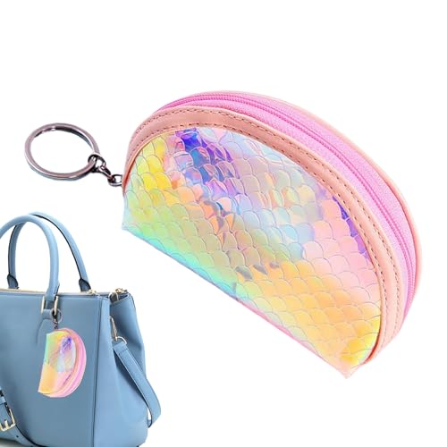 Ancsttu Münzbeutel | Münztasche Mit Schlüsselanhänger,Regenbogen Schuppenmuster Reißverschluss Kreditkartenfach Für Mädchen von Ancsttu
