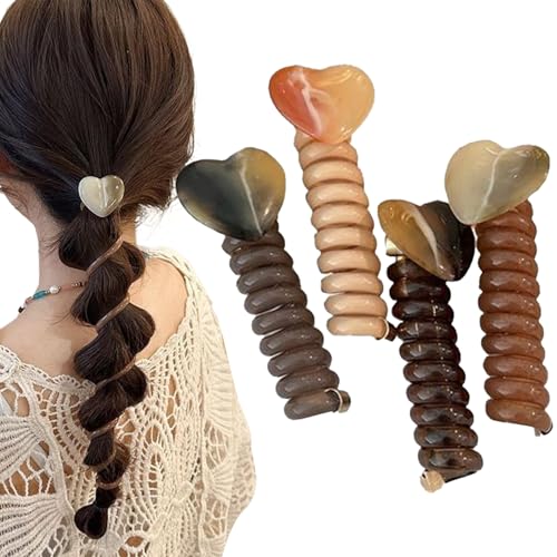 Ancsttu Spiralspangen Für Frauen - Telefonkabel-Haargummis ohne Haarschäden,Elastische Haarzubehör 4er Set Für Langes Dickes Lockiges Haar Und Hochgesteckte Frisuren Für Jeden Tag von Ancsttu