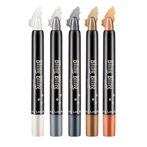 Lidschatten Stift Set, 5 Stücke Lidschatten Stick, Highlighter Lidschattenstift Lidschatten Bleistift Lidschatten Schimmerstift Glitzer Lidschatten Für Frauen Und Mädchen von Ancsttu
