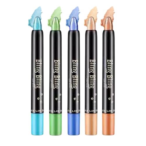 Lidschatten Stift Set, 5 Stücke Lidschatten Stick, Highlighter Lidschattenstift Lidschatten Bleistift Lidschatten Schimmerstift Glitzer Lidschatten Für Frauen Und Mädchen von Ancsttu