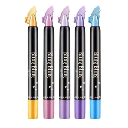 Lidschatten Stift Set, 5 Stücke Lidschatten Stick, Highlighter Lidschattenstift Lidschatten Bleistift Lidschatten Schimmerstift Glitzer Lidschatten Für Frauen Und Mädchen von Ancsttu