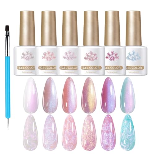 Nagellack Pearl, 6 Farben Pearl Effect Gel Nagellack Schimmer Gelnagellack Für Frauen Und Mädchen von Ancsttu