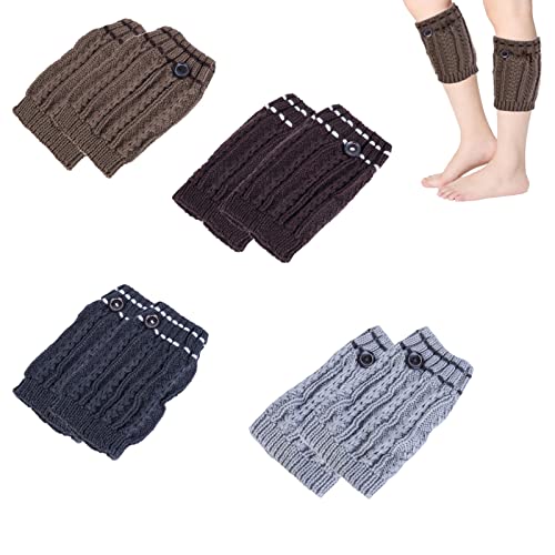 Ancuioyz Damen Beinstulpen Winter, Gestrickte Beinwärmer Stiefel Boot Abdeckung Kurze Knopf Leg Warmers, Wird als dicke Stiefelabdeckung für warme Beine im Winter, Yoga-Beinabdeckung verwendet von Ancuioyz